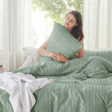 Striped Tufted Embroidery Duvet Cover Set