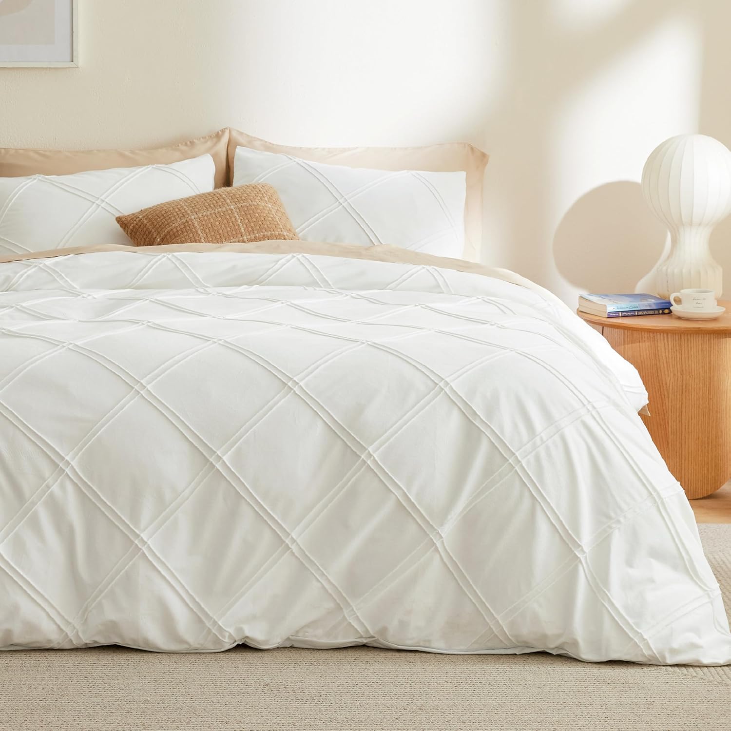 Bedsure Velvet Pinch-Pleated Duvet Cover Set