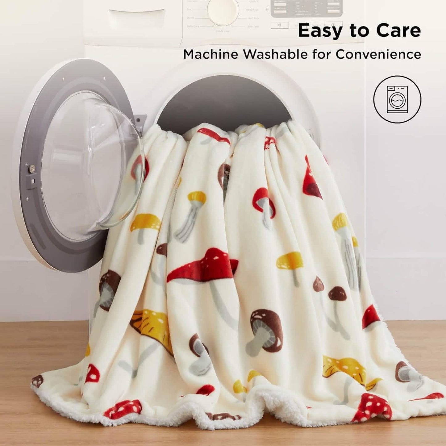 Printed Throw Sherpa Blanket mushroom