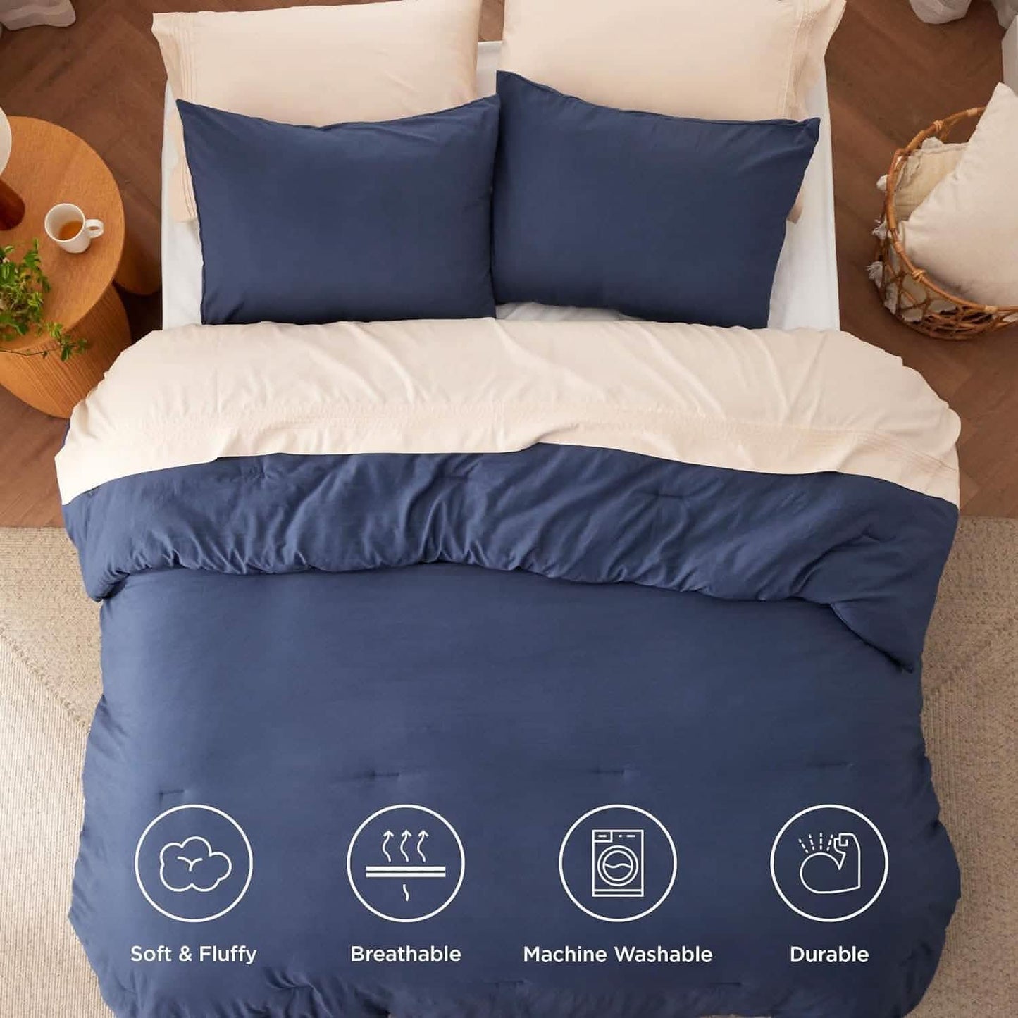 Prewashed Plain Comforter Set