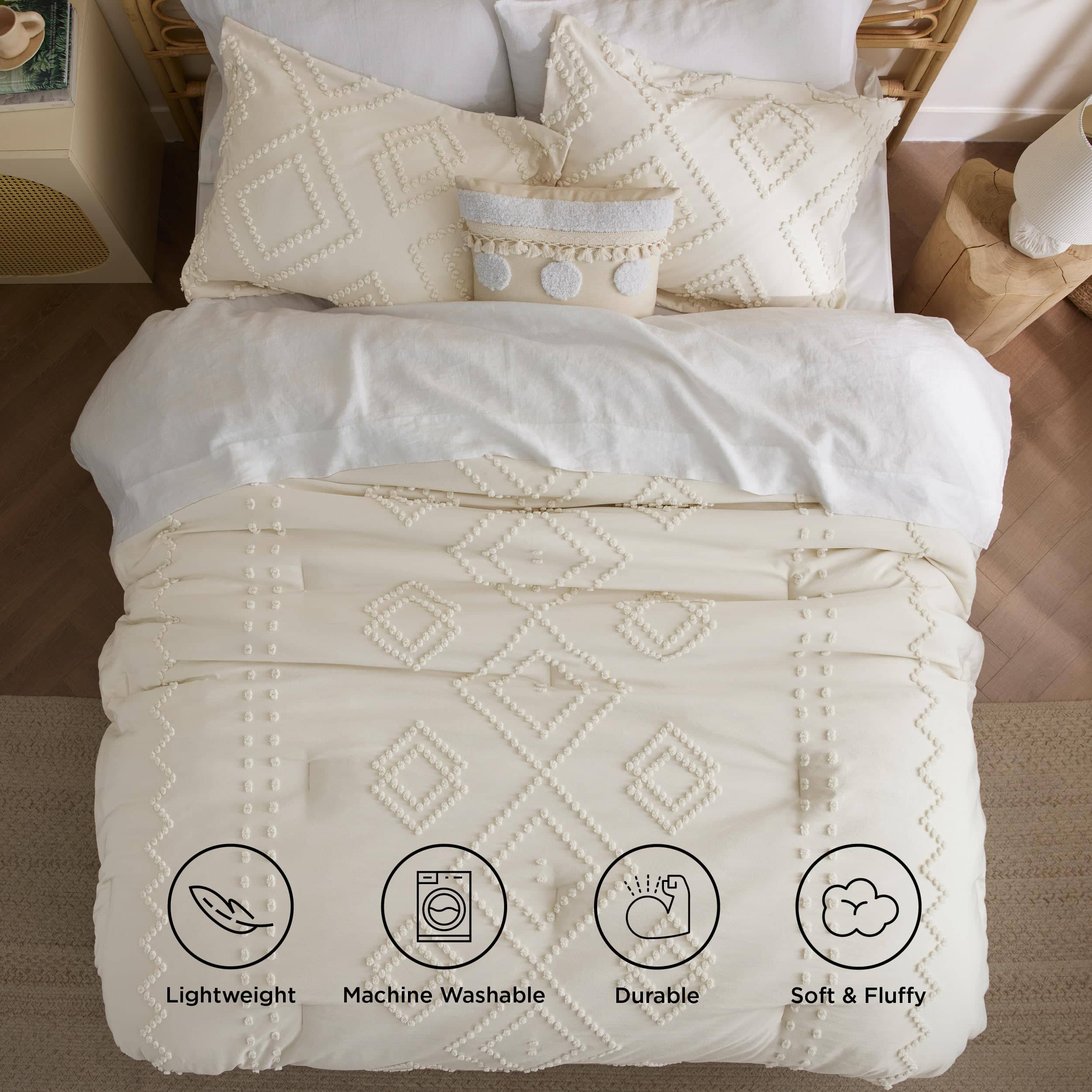 Embroidery Boho Geometric Comforter Set