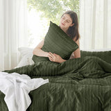 Striped Tufted Embroidery Duvet Cover Set