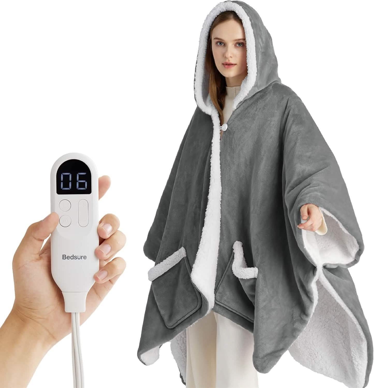 Heated Sherpa Fleece Blanket Hoodie