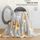 Bedsure Printed Throw Sherpa Blanket Print-corgi