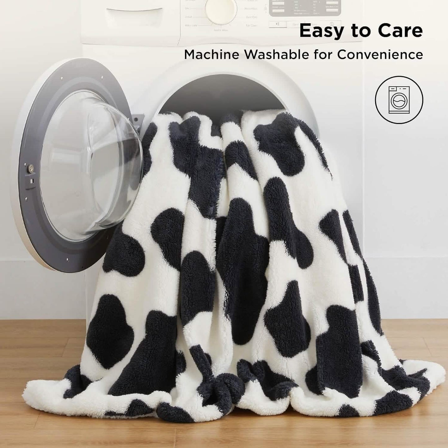 Printed Throw Sherpa Blanket Print-cow