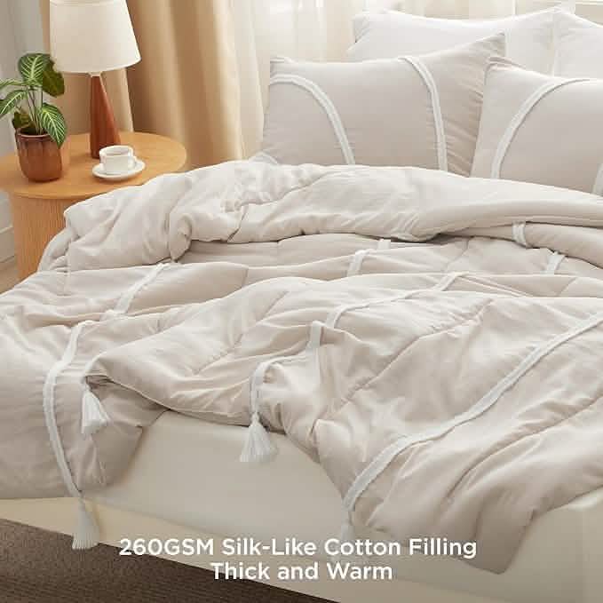 Rainbow Stripe Comforter Set Beige