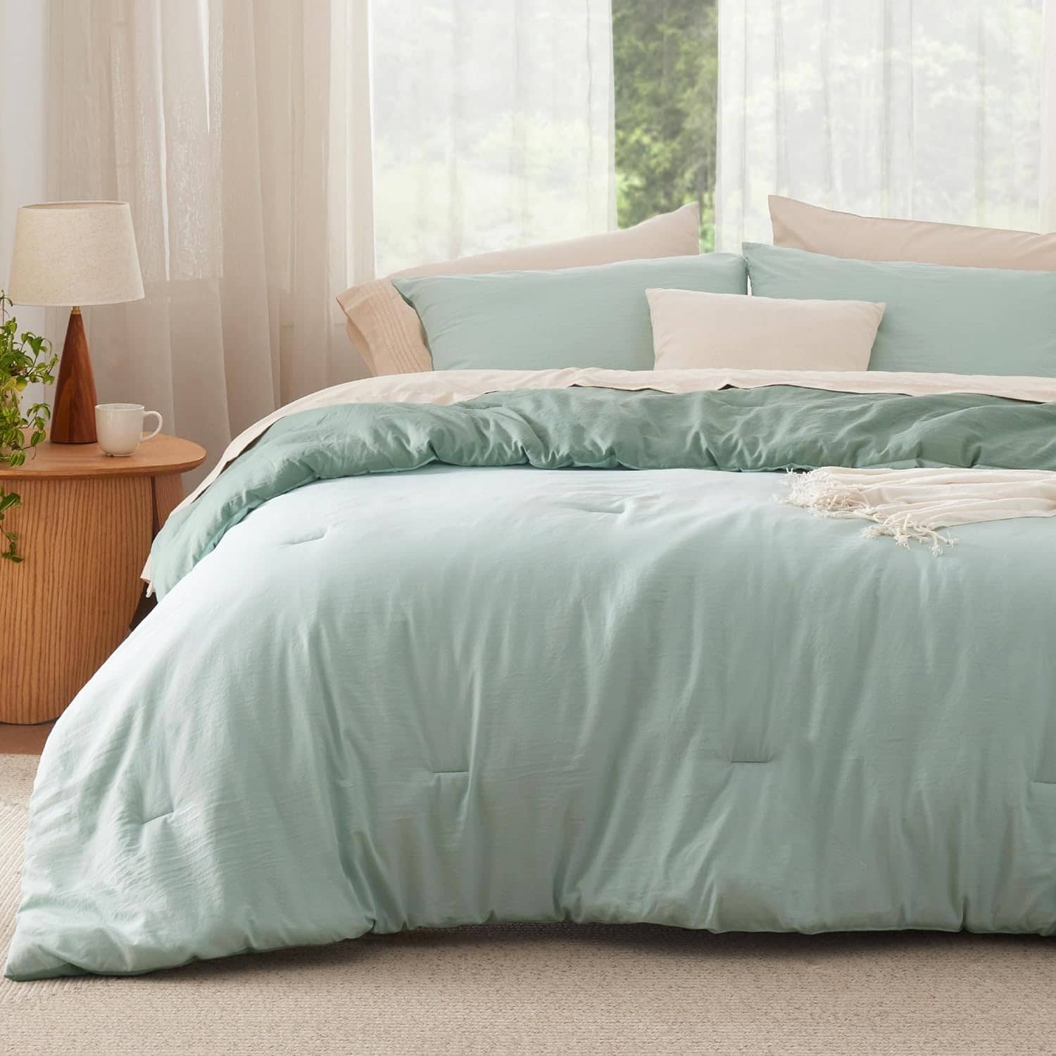 Prewashed Plain Comforter Set