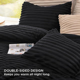 Bedsure Striped Flannel Comforter Set