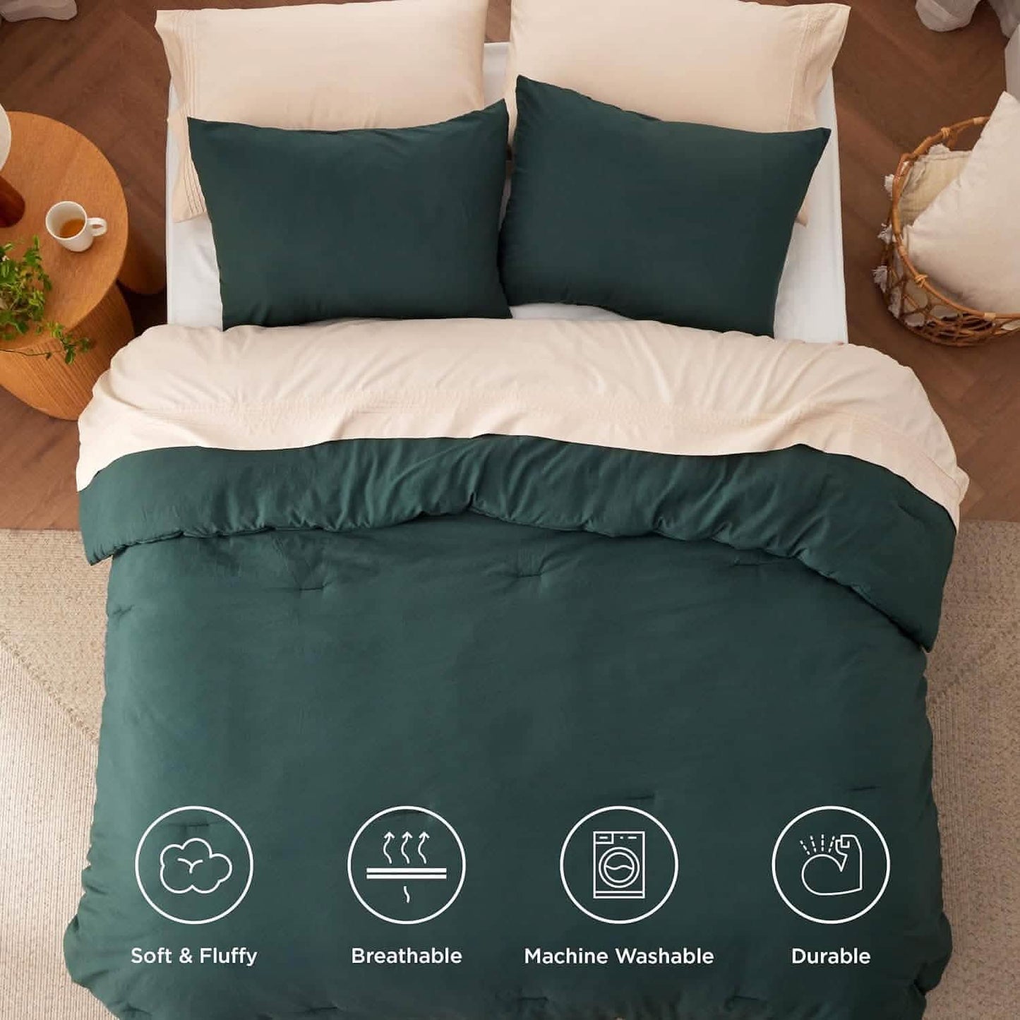 Prewashed Plain Comforter Set
