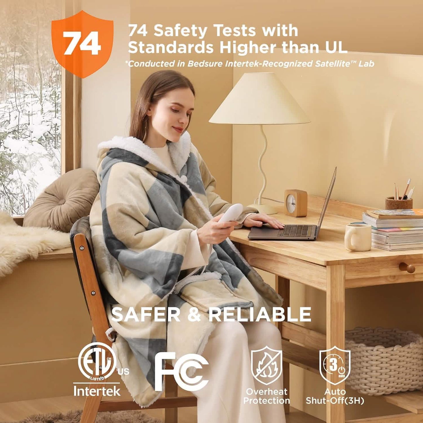 Heated Sherpa Fleece Blanket Hoodie