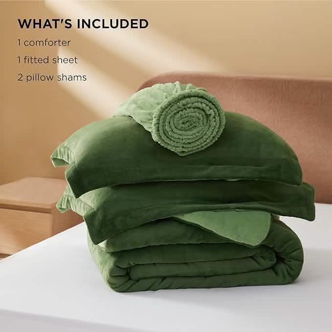 Puffy Flannel Fleece Comforter Set
