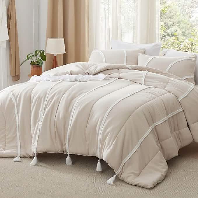 Rainbow Stripe Comforter Set Beige