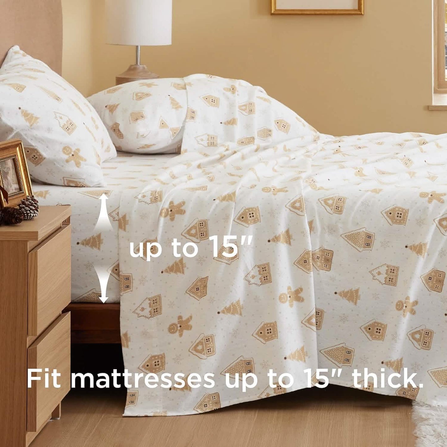 100% Cotton Flannel Sheets Almond Buff