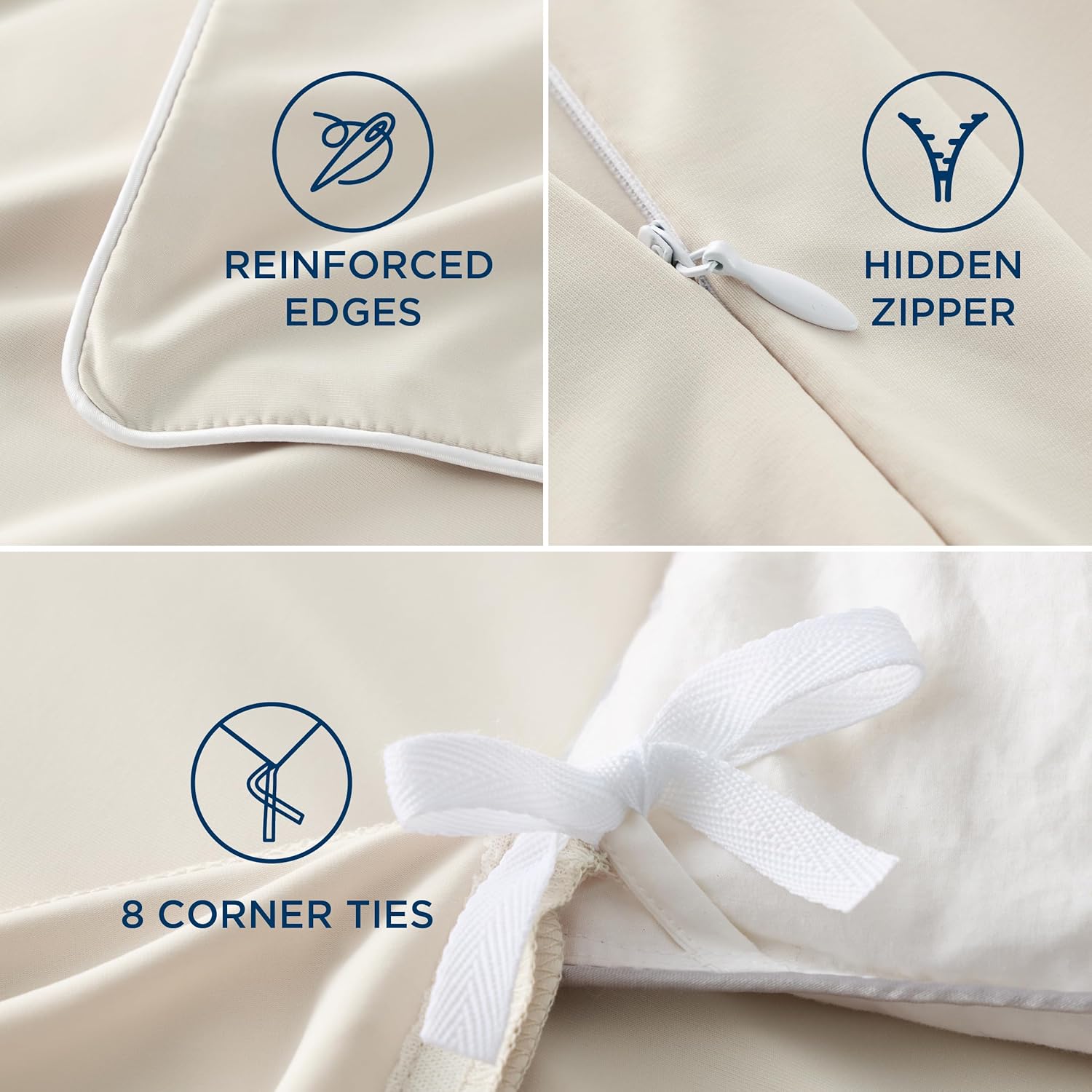 Bedsure Cooling Duvet Cover Queen Size - GentleSoft™ Cooling Bedding Set for Hot Sleepers, Ice-Cool Fabric Technology for Night Sweats, Soft & Breathable Lightweight Comforter Cover Set, 90x90, Beige