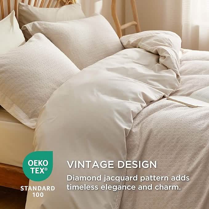 100% Cotton Diamond Jacquard Duvet Cover Set