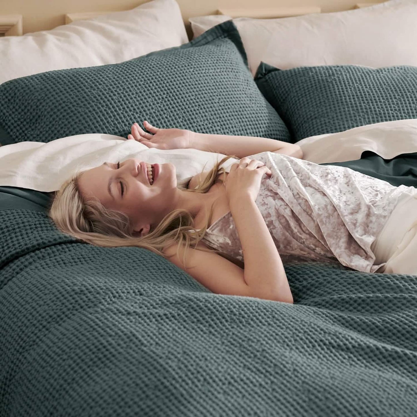 GentleSoft™ Cotton Waffle Weave Duvet Cover Set