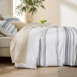 Yarn-Dyed Leaf Jacquard Duvet Cover Set