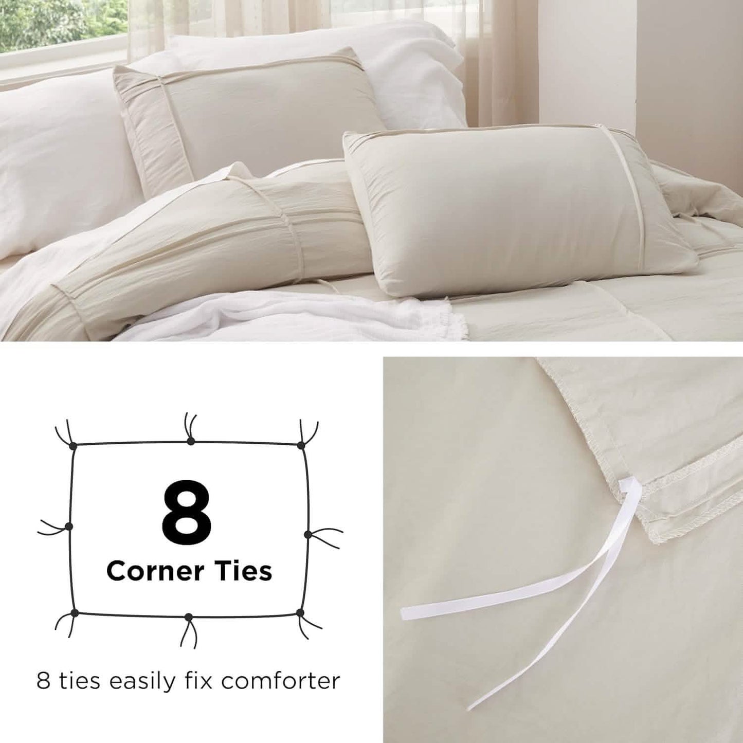 Striped Tufted Embroidery Duvet Cover Set