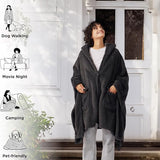 Bedsure Short Shaggy Shepa Hooded Wearable Blanket With Pockets