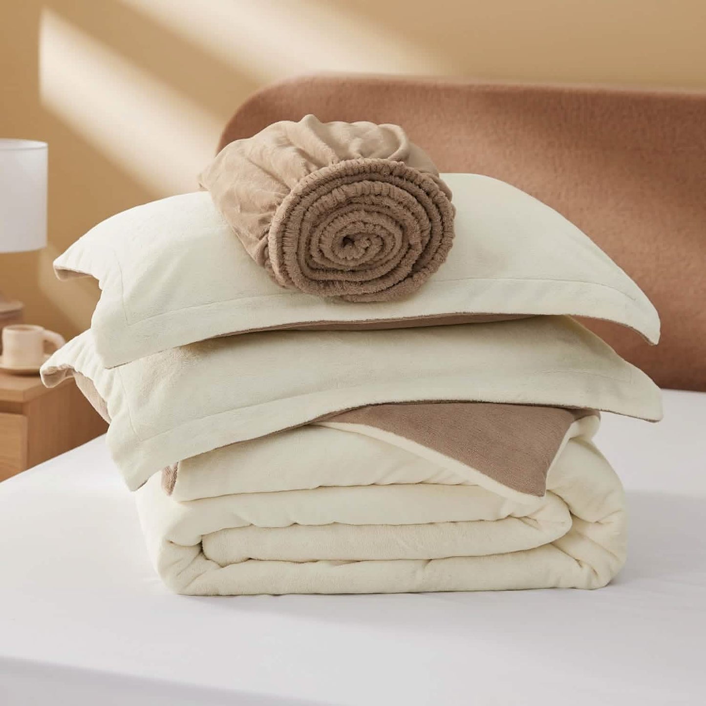 Puffy Flannel Fleece Comforter Set