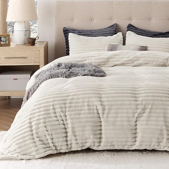 Bedsure Striped Flannel Duvet Cover Set