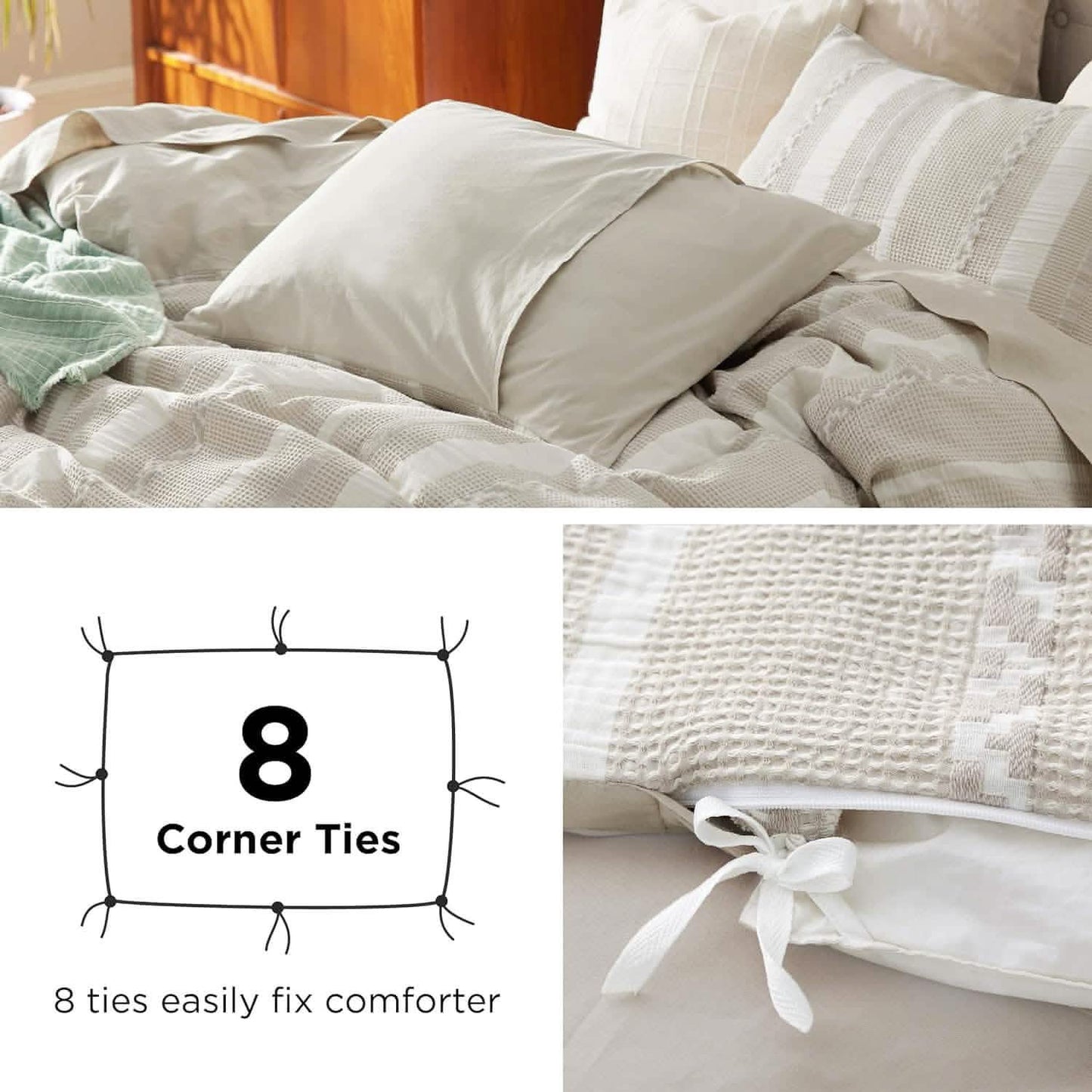 Cotton Boho Waffle Weave Duvet Cover Set