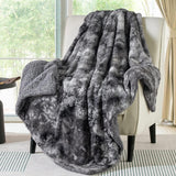 Faux Fur and Sherpa Tie-dye Reversible Blanket