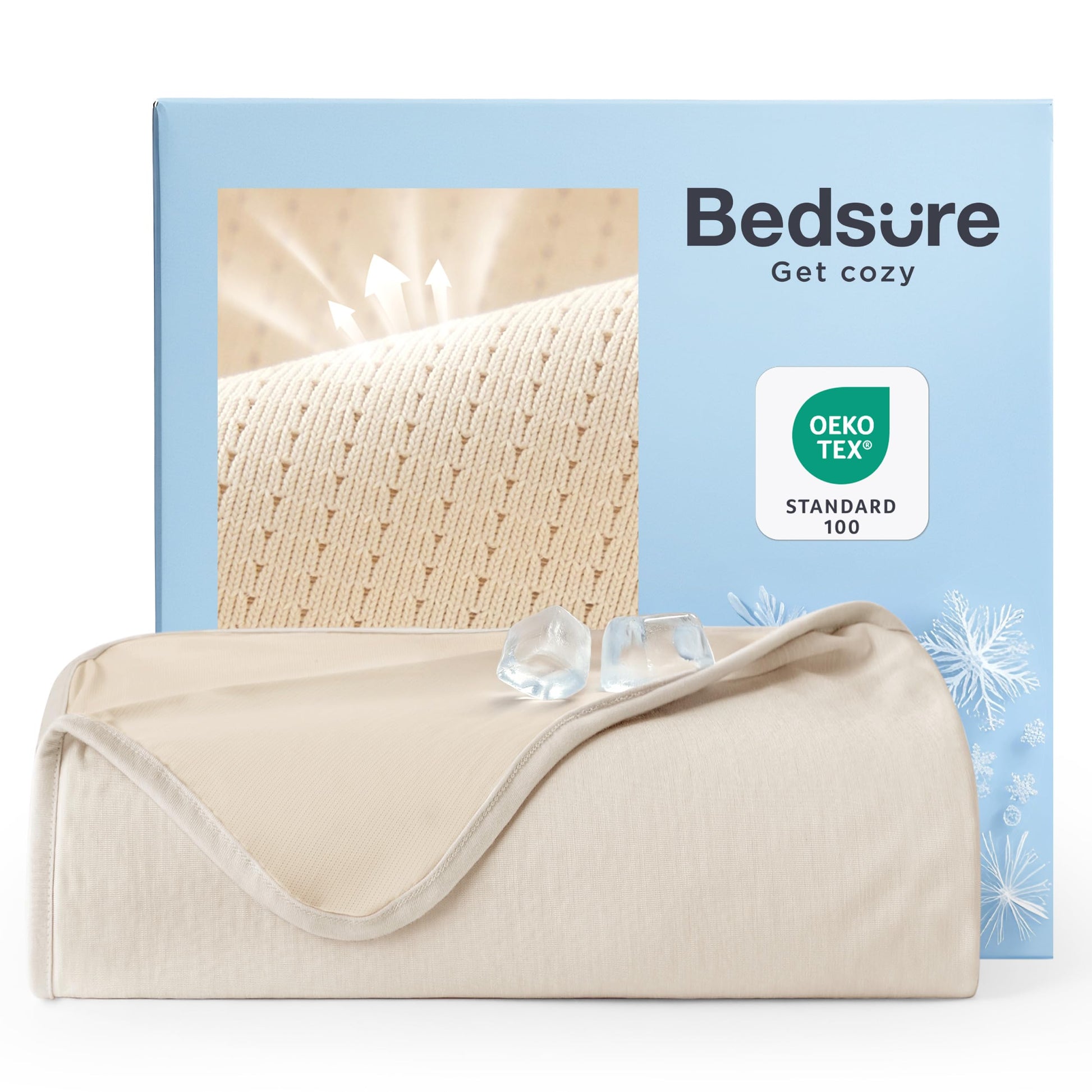 Bedsure Summer Cooling Blanket Queen Size for Hot Sleepers with Sports Mesh Design, Arc-Chill Q-Max 0.4 Lightweight Breathable Ice Cold Blanket for Night Sweats, 90 x 90 Inches, Mesh Grey