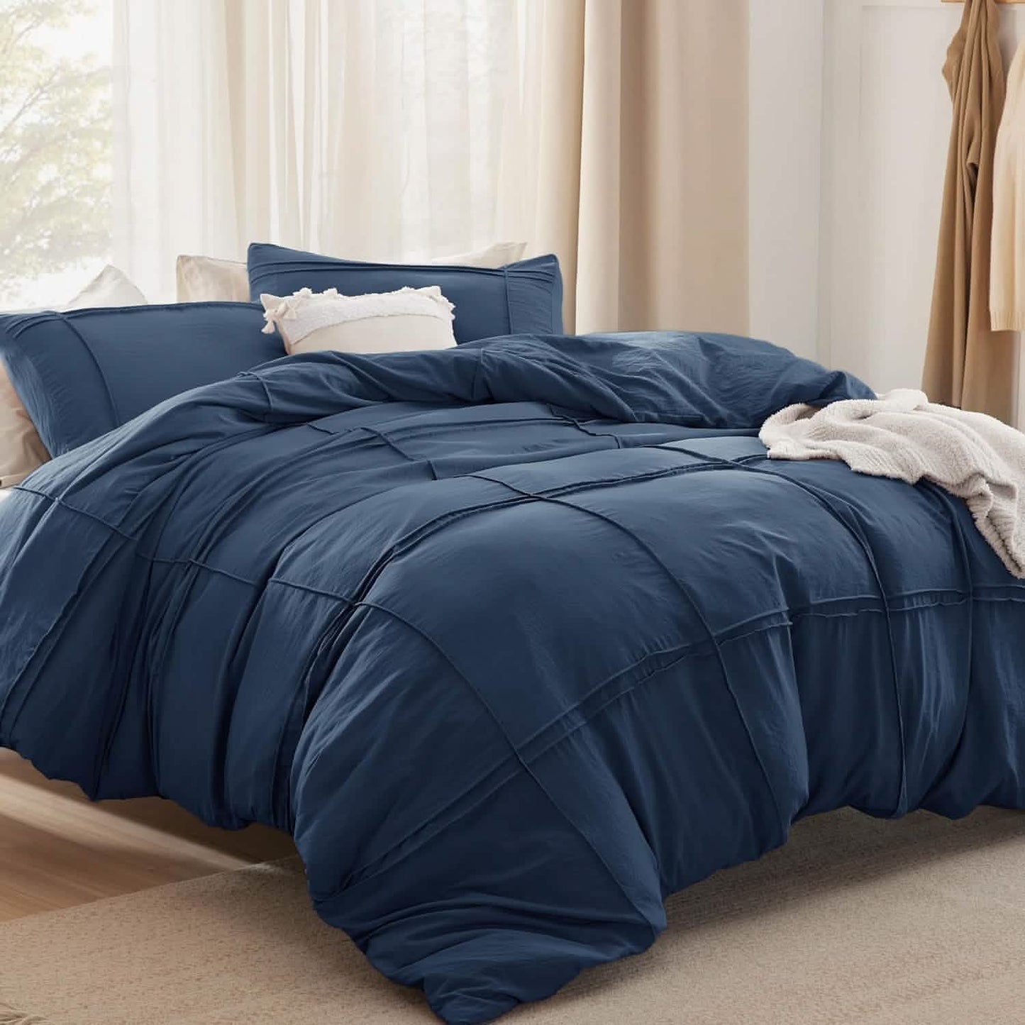 Striped Tufted Embroidery Duvet Cover Set