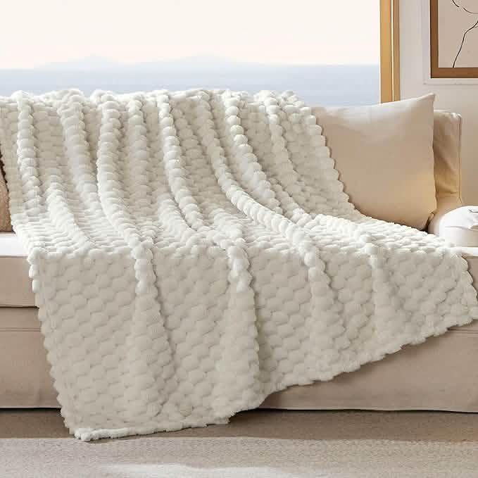 Textured Bubble Flannel Fleece Blanket