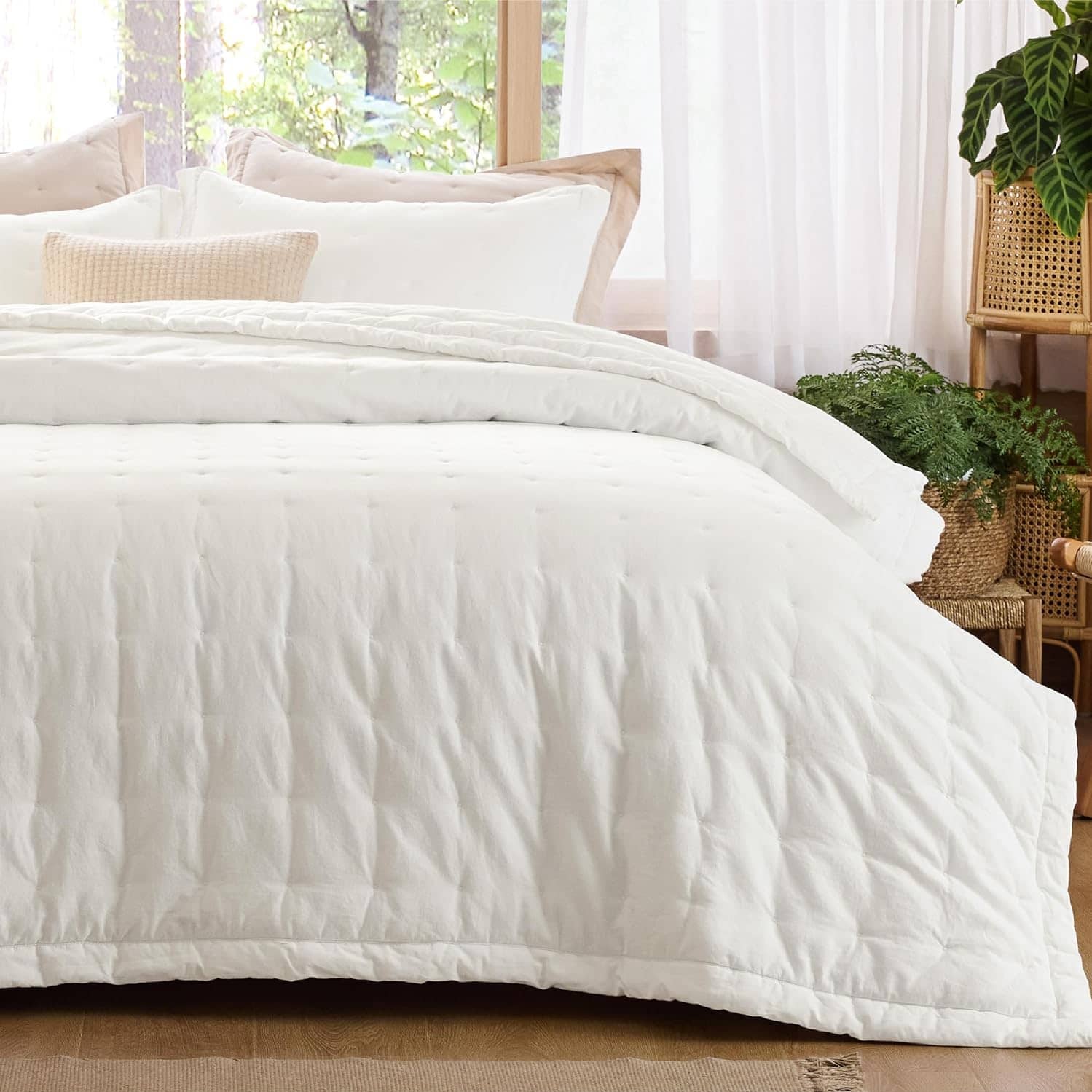 Washed Cotton Linen Blend Quilt Set