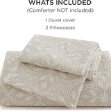 Bedsure 100% Cotton Botanical Scroll Jacquard Duvet Cover Set