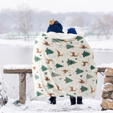 Bedsure Christmas Elk White Sherpa Throw Blanket