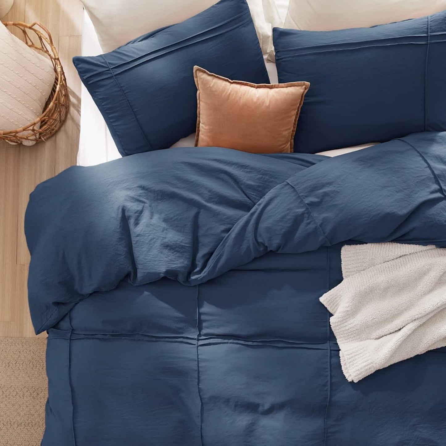 Striped Tufted Embroidery Duvet Cover Set