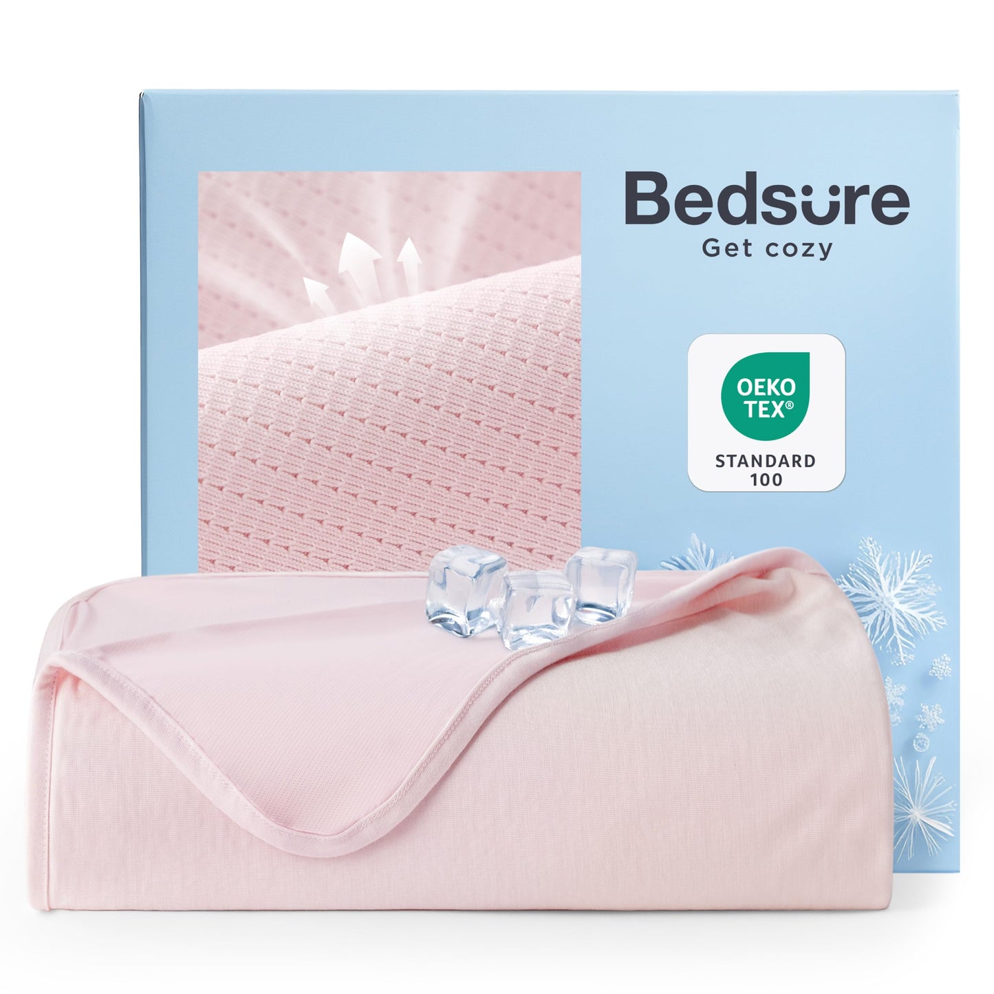 Bedsure Summer Cooling Blanket Queen Size for Hot Sleepers with Sports Mesh Design, Arc-Chill Q-Max 0.4 Lightweight Breathable Ice Cold Blanket for Night Sweats, 90 x 90 Inches, Mesh Grey