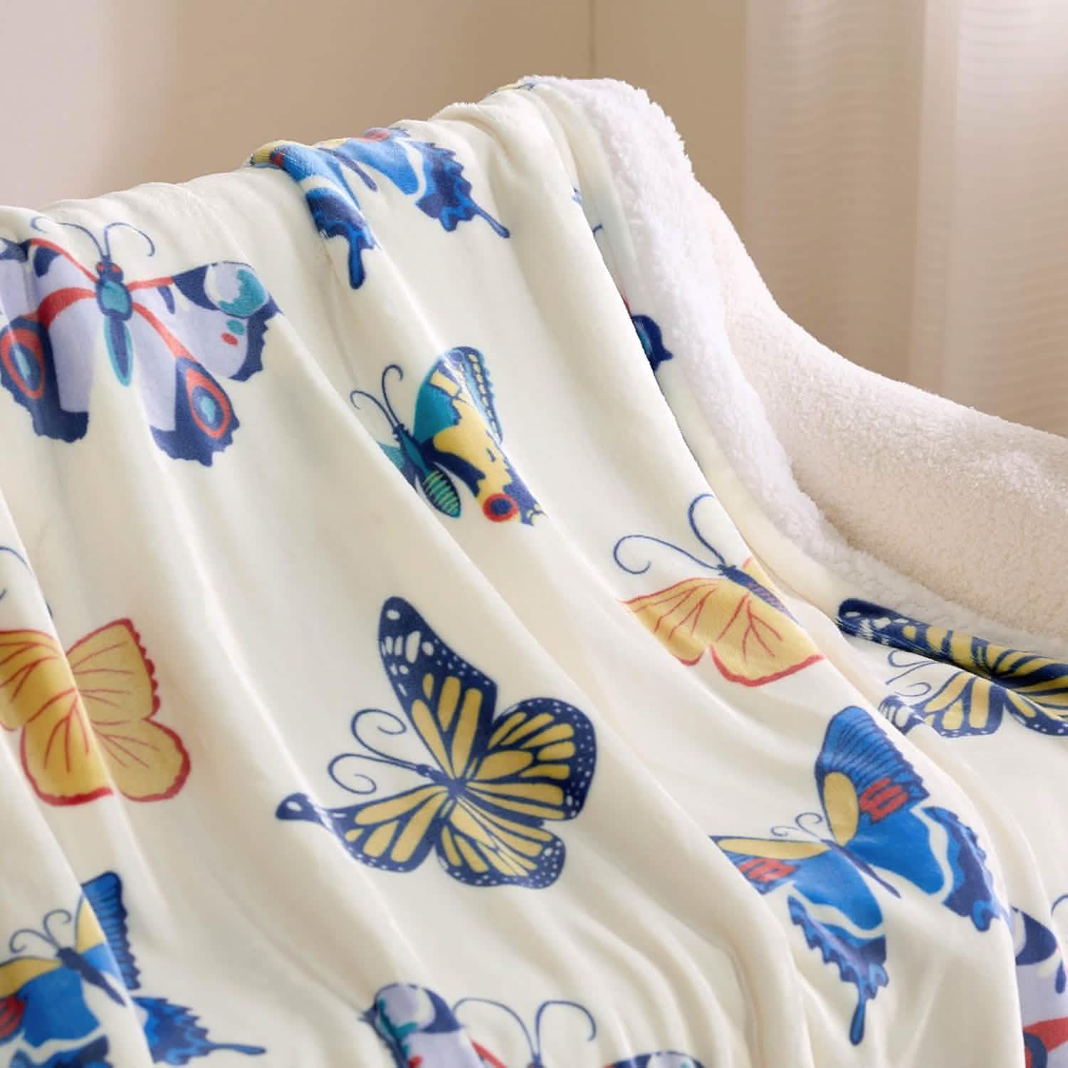 Printed Throw Sherpa Blanket Butterfly