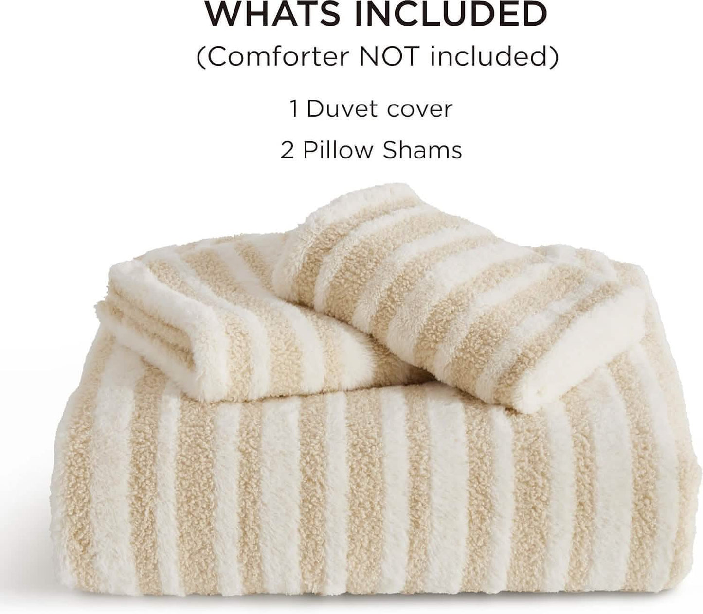 Carved Faux Rabbit Fur Duvet Cover Set Beige