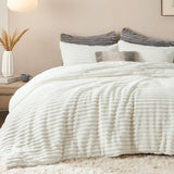 Bedsure Striped Flannel Comforter Set