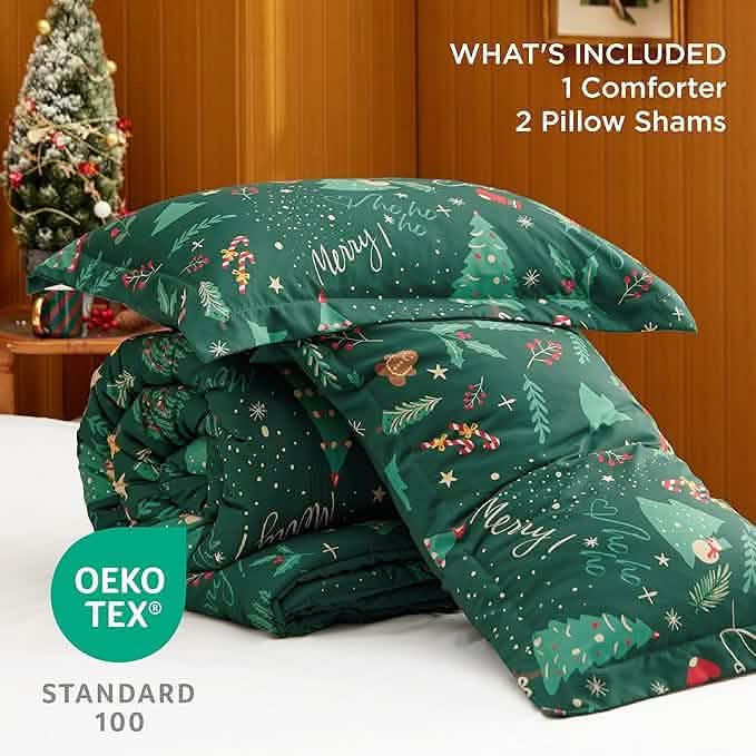 Christmas Plaid Comforter Set Green