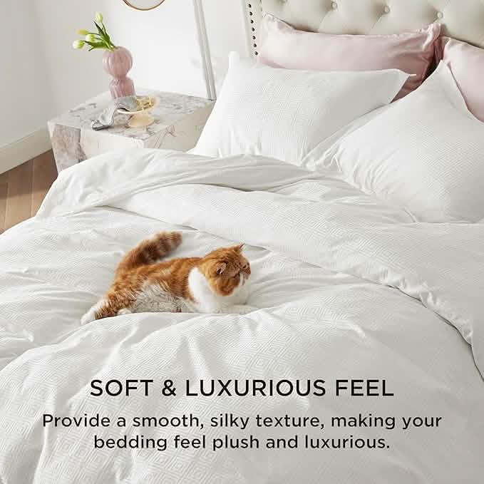 100% Cotton Greek Key Jacquard Duvet Cover Set