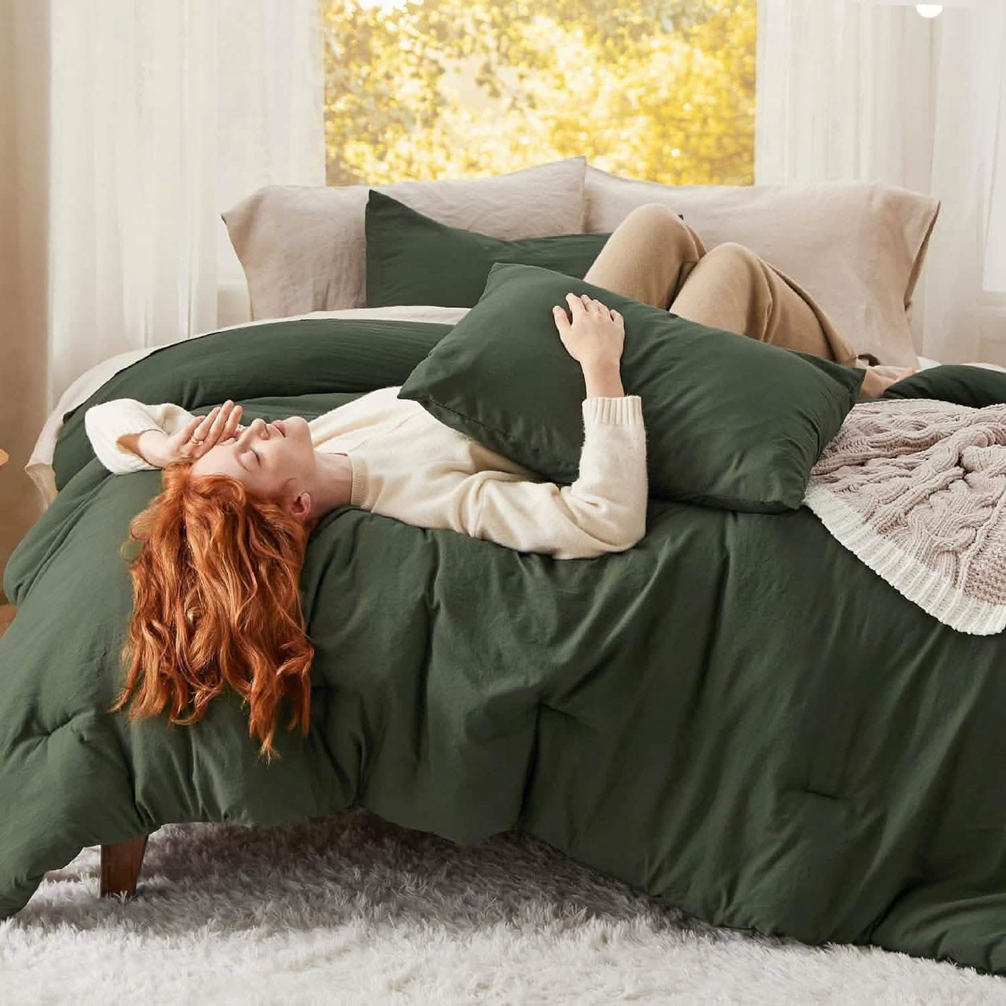 Prewashed Plain Comforter Set