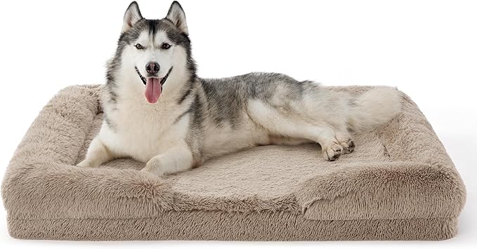 Orthopedic Long Faux Fur Flannel Dog Sofa