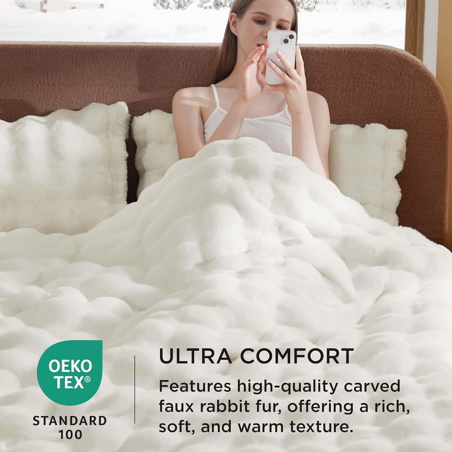 Carved Faux Rabbit Fur Duvet Cover Set