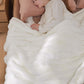 Fluffy Striped Faux Fur Blanket White