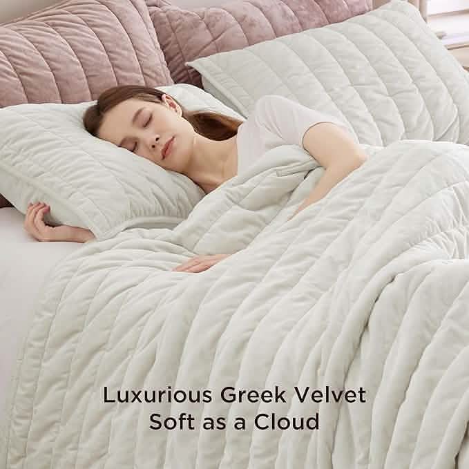 Grace Striped Velvet Quilt Set