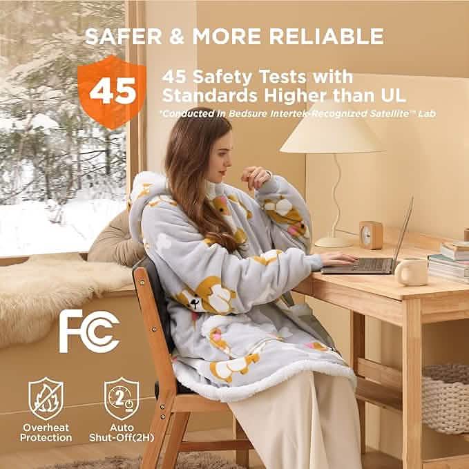 Portable Heated Sherpa Fleece Blanket Hoodie