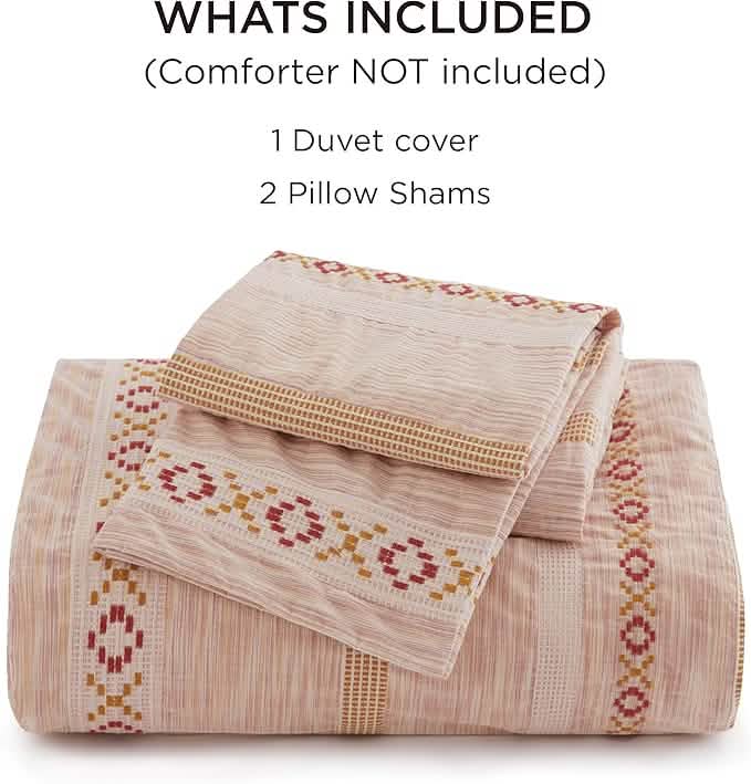 100% Cotton Waffle Stripe X Jacquard Duvet Cover Set