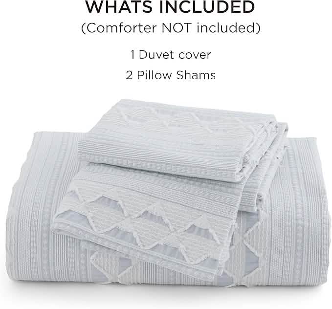 100% Cotton Diamond Wave Jacquard Duvet Cover Set