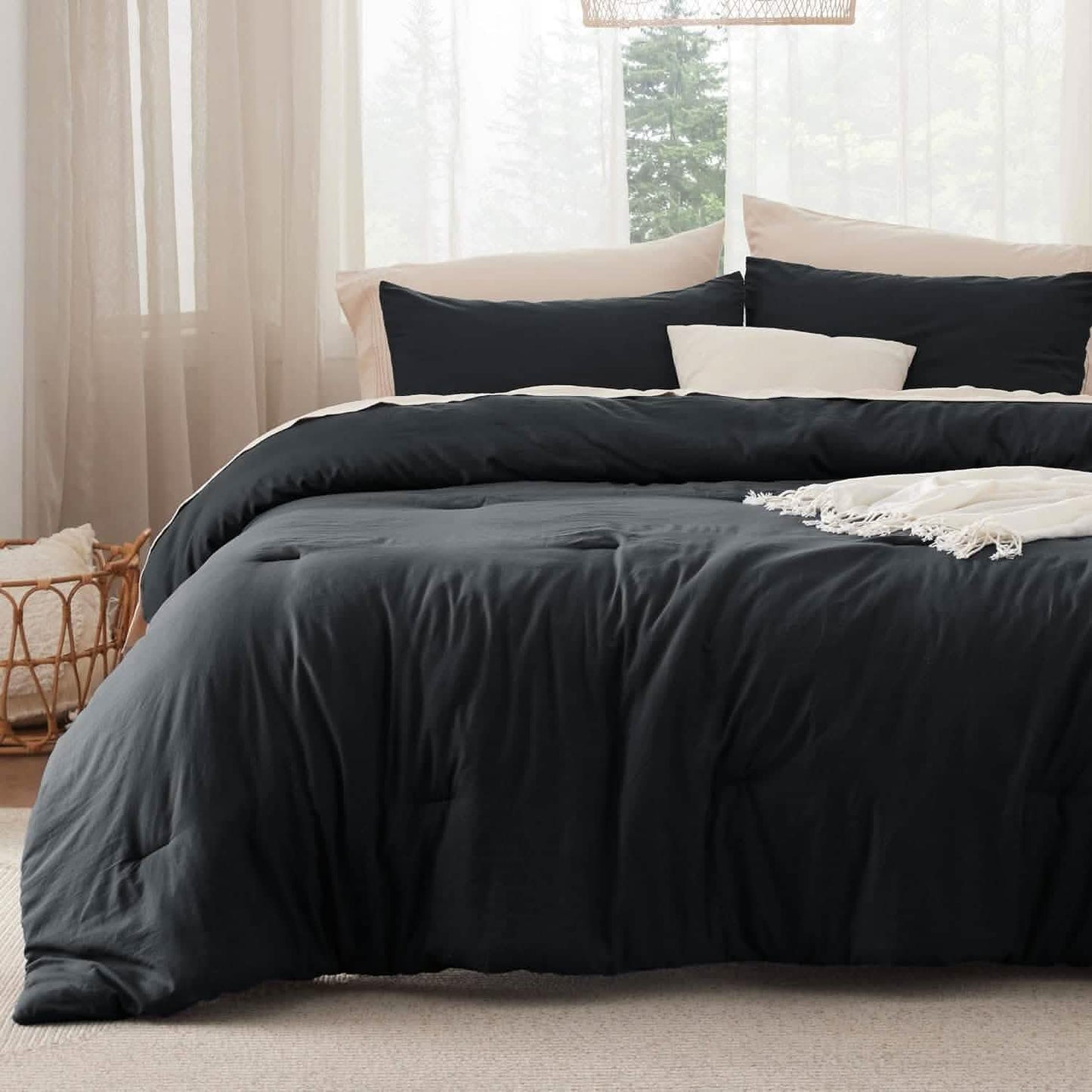 Prewashed Plain Comforter Set