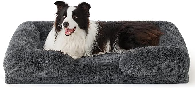 Orthopedic Long Faux Fur Flannel Dog Sofa